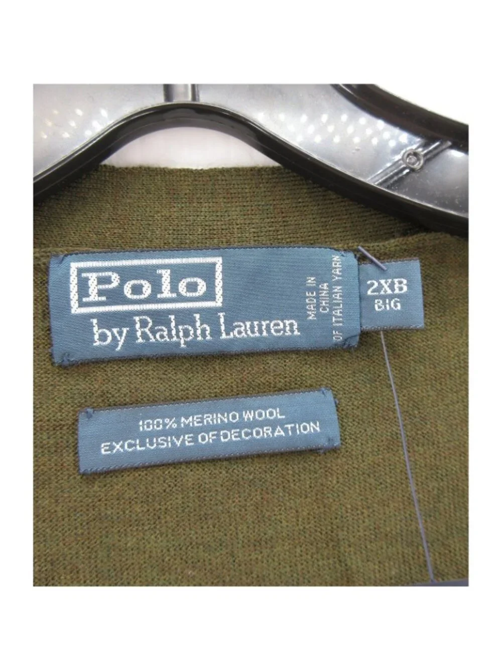 Polo Ralph Lauren Sweater 2XB Big Merino Wool Cardigan Button Up Knit